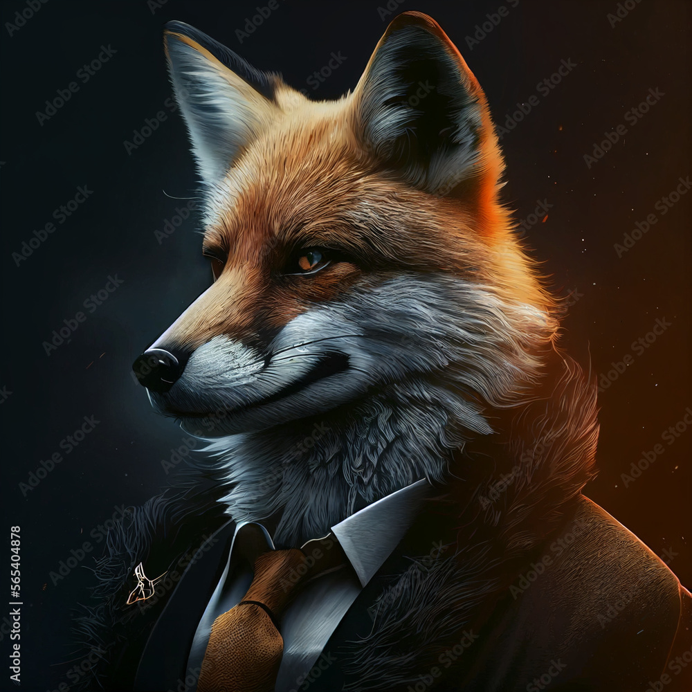 fox in jacket and tie