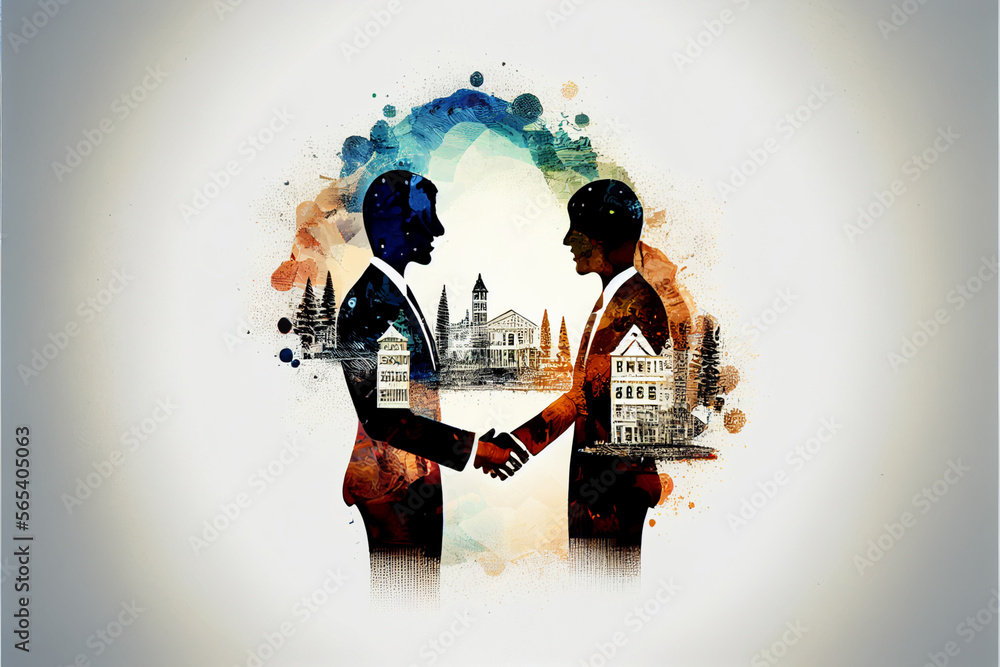 Businessmen shaking hands closing a deal, negotiations, successful ...