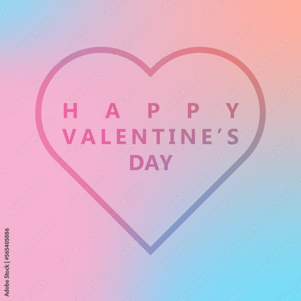 Happy Valentine's Day greeting card with title and heart frame on pink and blue background Happy Valentine's Day greeting card with title and heart frame on pink and blue background