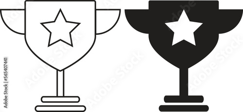Winner trophy cup icon simple trendy flat style line and solid Isolated vector illustration on white background. For apps, logo, websites, symbol , UI, UX, graphic and web design. EPS 10.