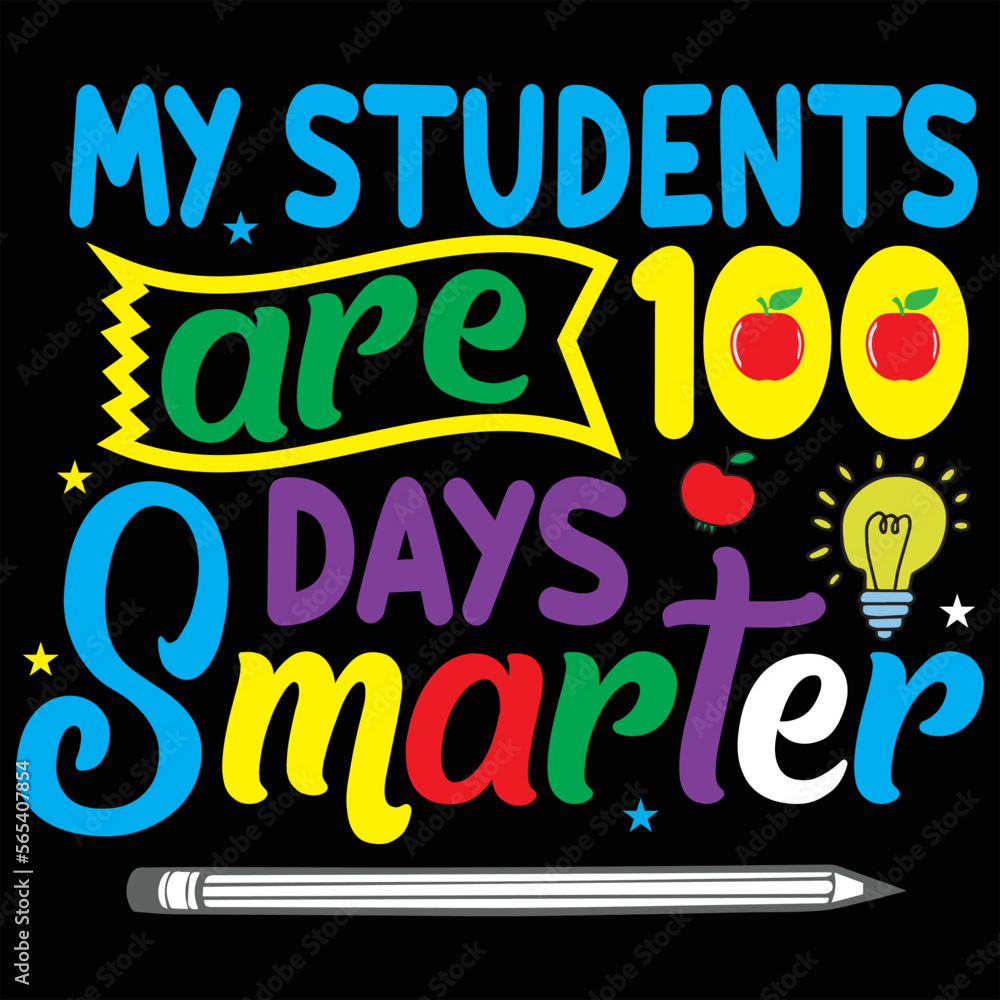 Obraz premium 100 days of school lettering typography t shirt design or Calligraphic 100 days of school background