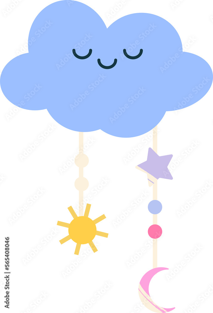 Nursery decoration with cute moon rainbow clouds Nursery decoration with cute moon rainbow clouds