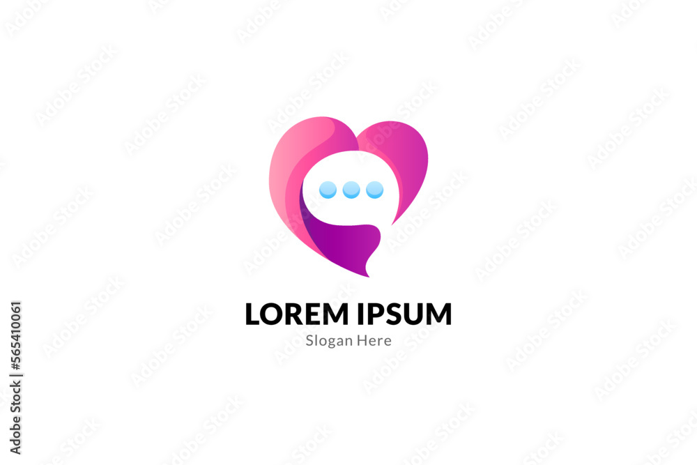 Love chat logo in modern design, dating message logo. Love chat logo in modern design, dating message logo.
