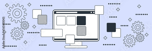 Application development, GUI construction flat contour style vector concept illustration