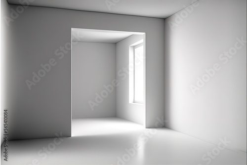 3d illustration of empty wall white interior