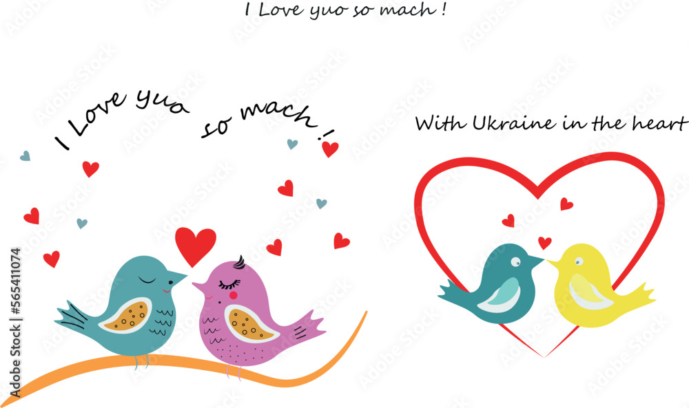 Obraz premium birds and heart