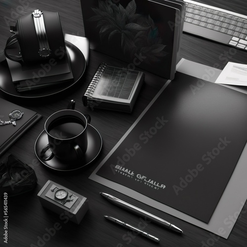 Business, scrivania manager, PC, agenda appunti photo