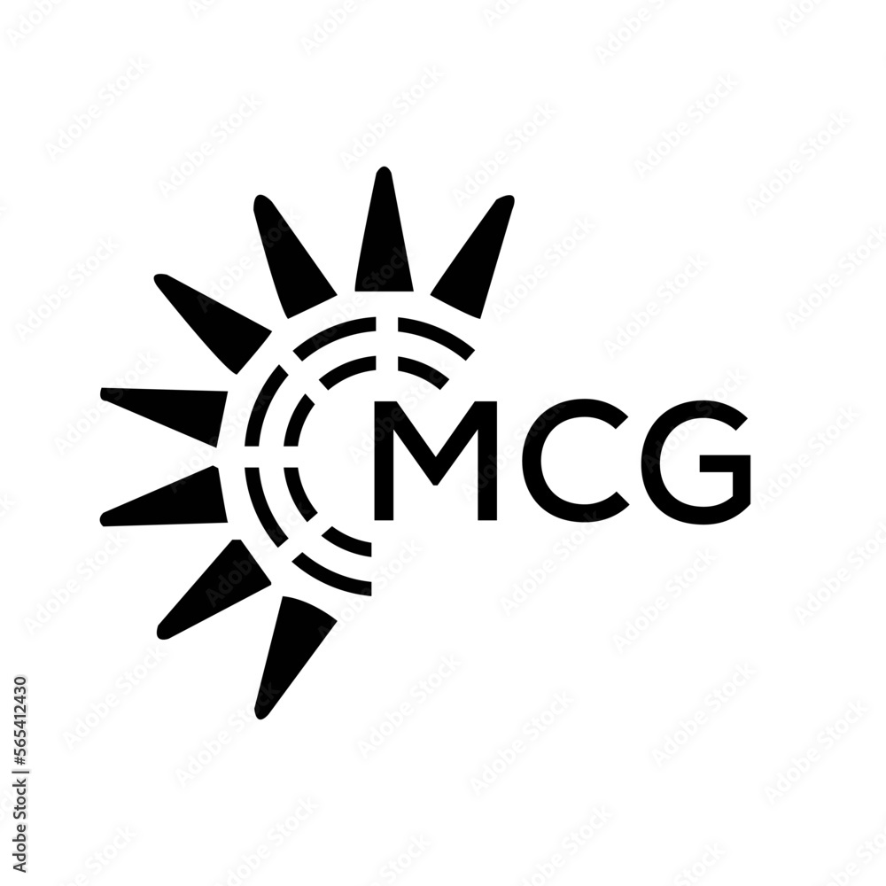 MCG letter logo. MCG image on white background and black letter. MCG