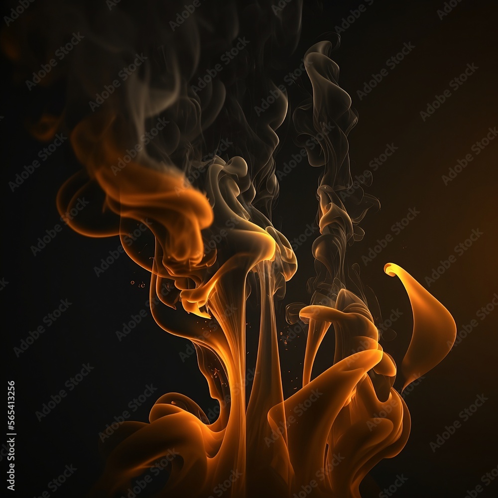 Abstract Orange Smoke Background with Orange Glow, White Color Grading