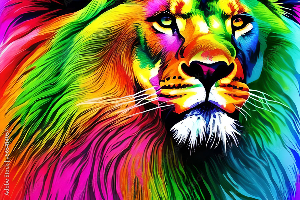 colorful lion head
