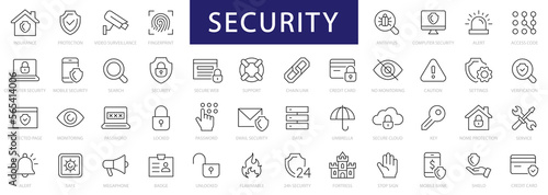 Security & Protection thin line icons set. Security editable stroke icons. Protection symbols collection. Vector