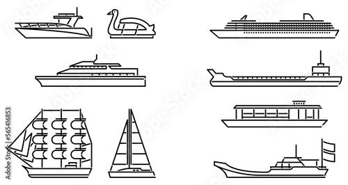 Tablou canvas different type water transportation vehicles vector web design elements