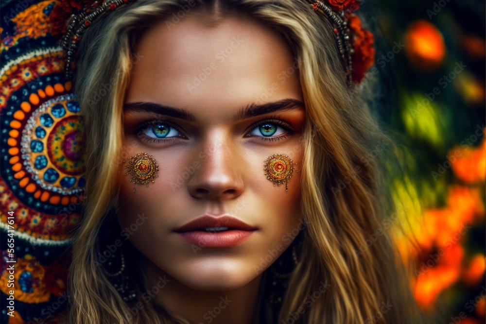 Hübsche Frau mit attraktivem Gesicht im glamourösen Style und tollem Make-Up, ai generativ Hübsche Frau mit attraktivem Gesicht im glamourösen Style und tollem Make-Up, ai generativ