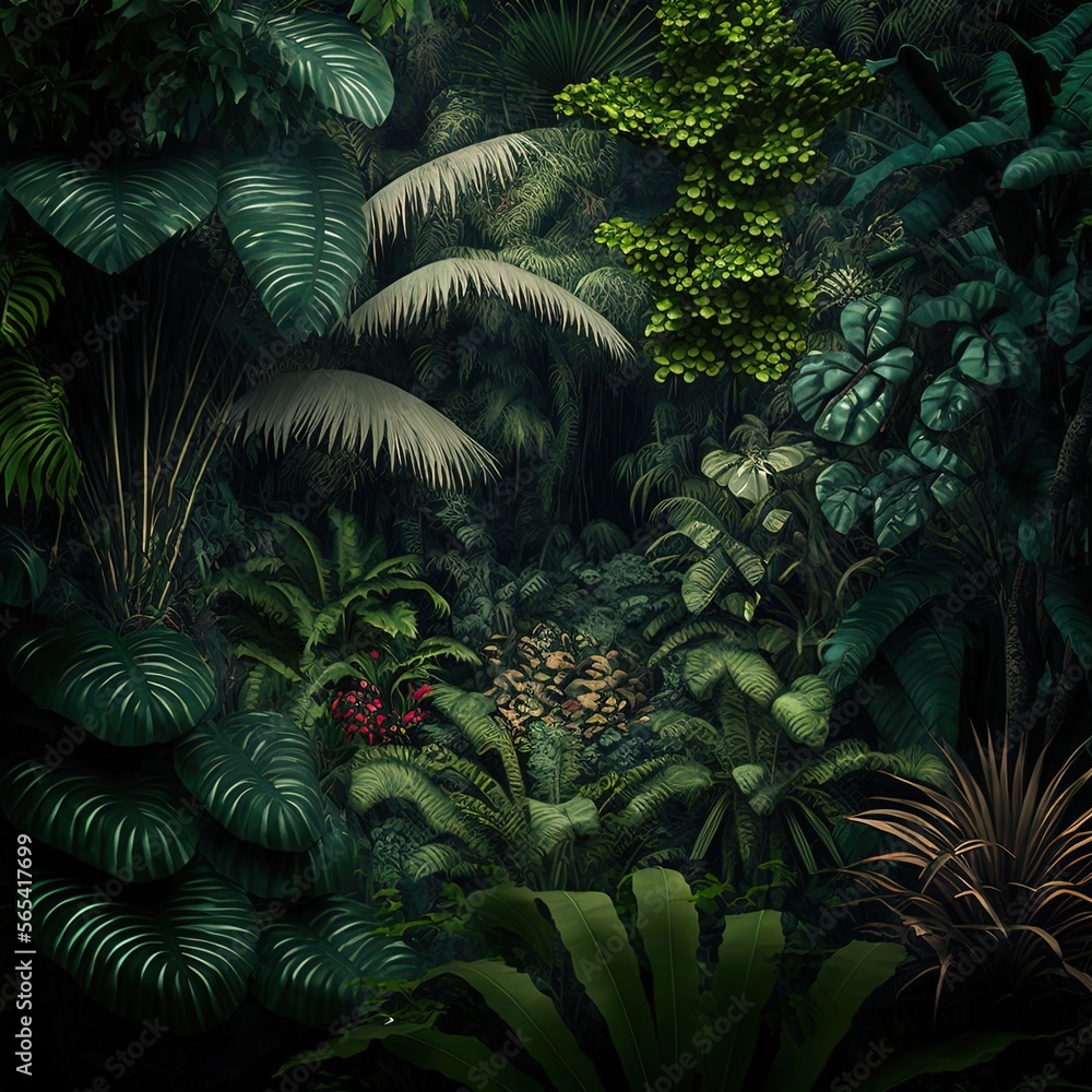 Fototapeta premium A dense tropical rainforest. 