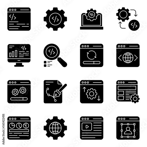 Pack of Web Coding and Development Solid Icons

