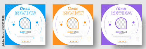 client feedback social media post banner set. Customer feedback testimonial social media post web banner template. client testimonials social media post banner design template.