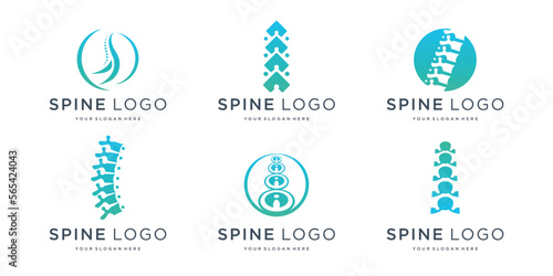 Chiropractic logo. spine logo collection with creative element concept Premium Vector
