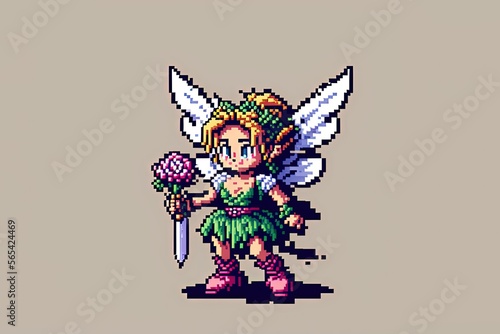 Pixel art fairy character for RPG game  character in retro style for 8 bit game 