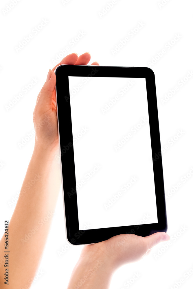 in human hands tablet computer touch-screen gadget with isolated in human hands tablet computer touch-screen gadget with isolated