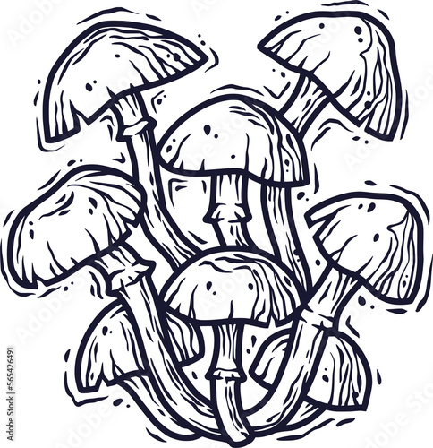 Vector illustration of fungi. Autumn mushroom picking for vegan food and cooking design