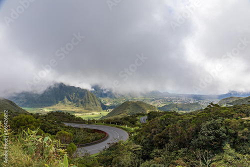 View to La Plaine des Palmistes from Bellevue pass - Reunion Island photo