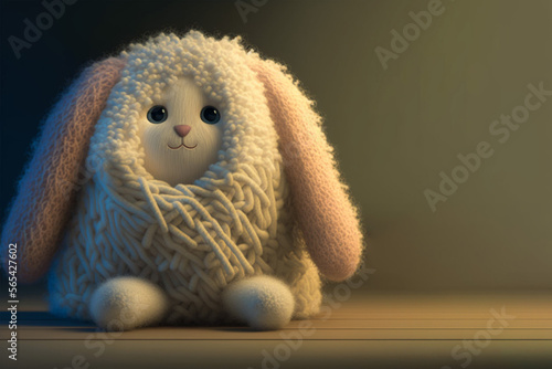 knit toy bunny isolated on the background.