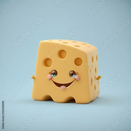 Cute chunk of cheese as cartoon character