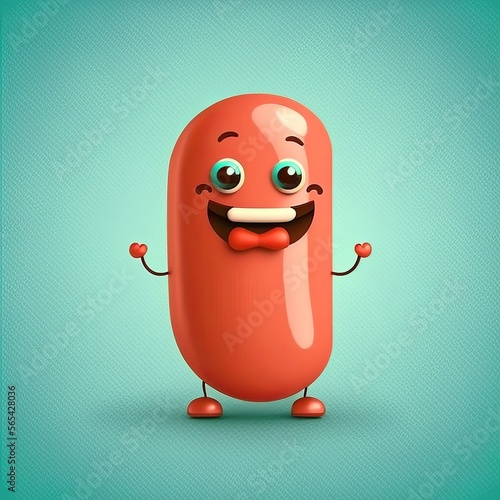 Cute sausage as cartoon character