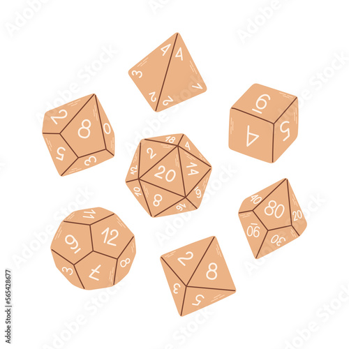 D8 D10 D12 D20 Dice for Board games, RPG dice set for table game vector