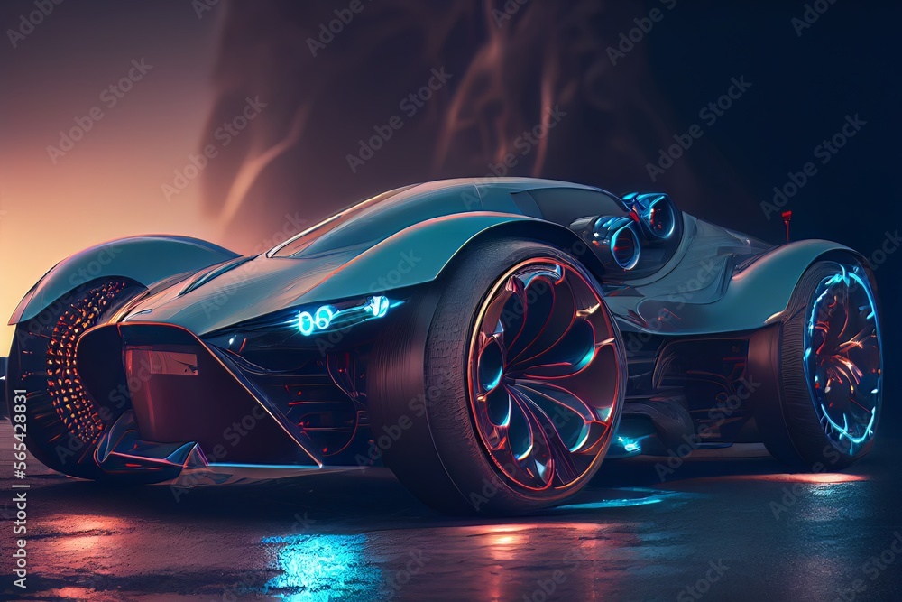 Futuristic car.  Created with Generative AI technology.