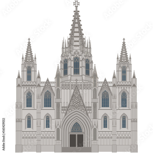 Barcelona Cathedral on white