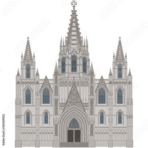 Barcelona Cathedral on white