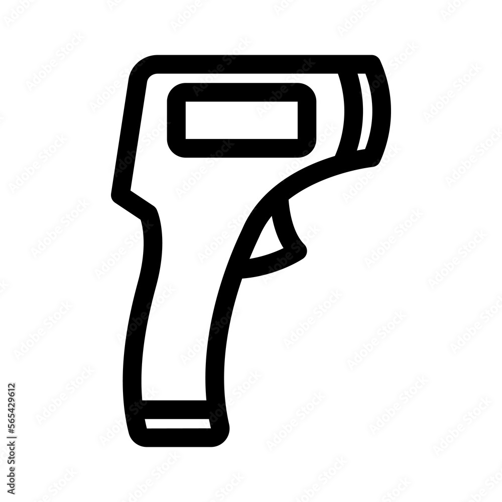 Infrared forehead thermometer with signal. Linear icon of digital device for measuring temperature. Vector Illustration Infrared forehead thermometer with signal. Linear icon of digital device for measuring temperature. Vector Illustration