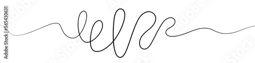 Abstract black wavy line, isolated on white background. Vector wiggly line banner.