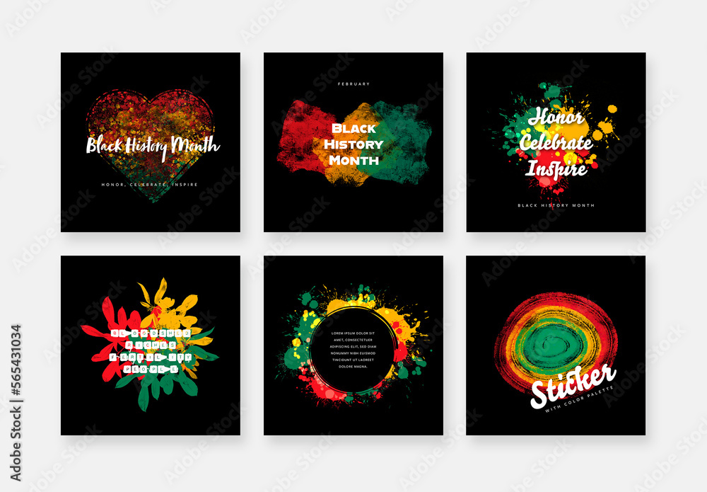 Black History Month With Key Colors Palette Elements Stock Template Black History Month With Key Colors Palette Elements Stock Template