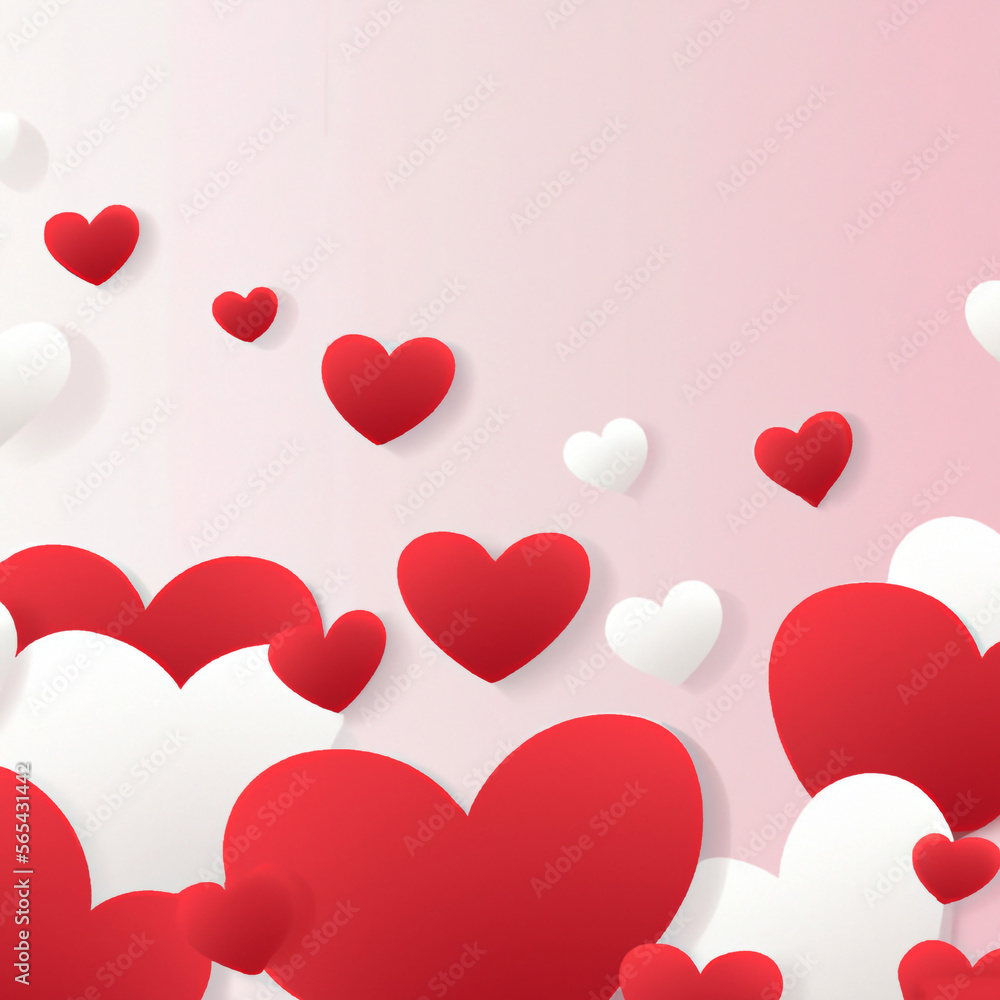 Valentine's Day Red, Pink and White Hearts backdrop backgrounds Generated by AI