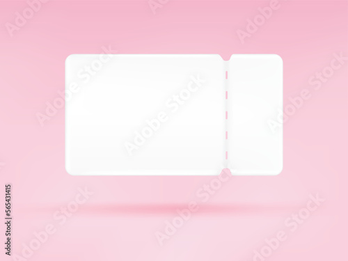 White coupon isolated on pink background. 3d vector rendering.