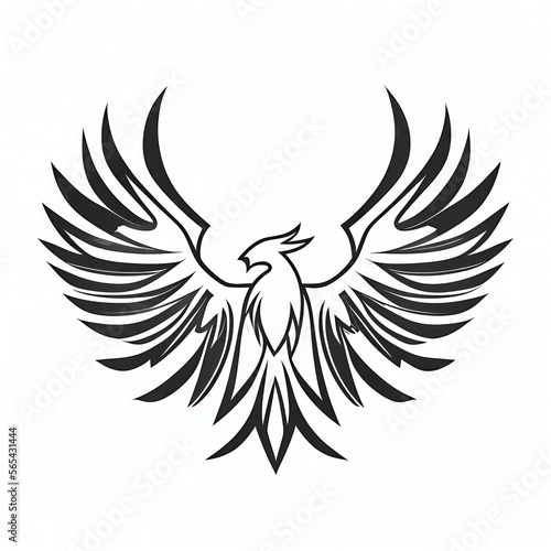Phoenix Bird Black and White Logo Design - fiery bird that burns to ashes and is reborn. Also represents the city of Phoenix, Arizona 
