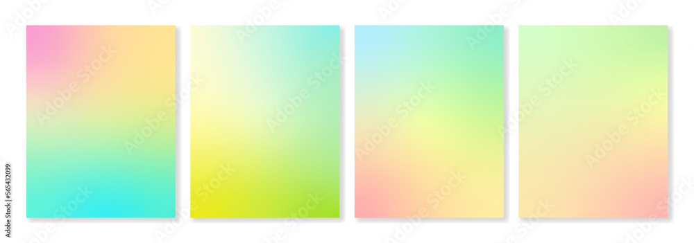 Set of universal vector gradient backgrounds with soft transitions. For brochures, booklets, catalogs, posters, business cards, social media and other projects. For web and print.