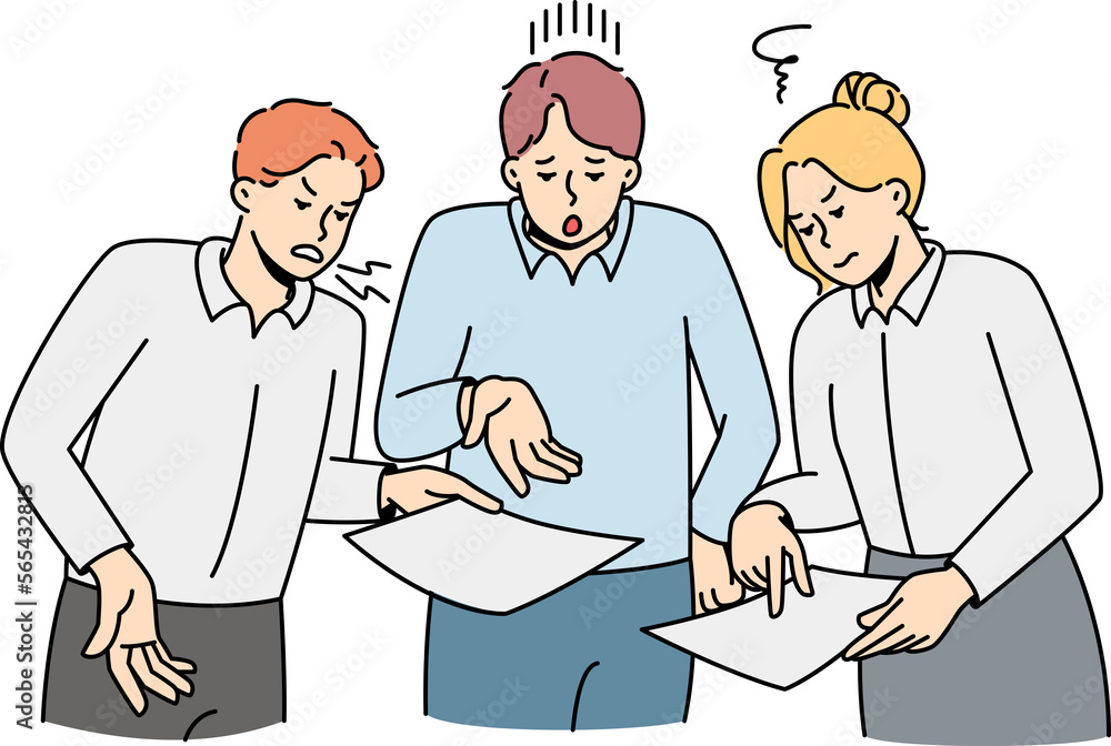 Businesspeople have fight about report Businesspeople have fight about report