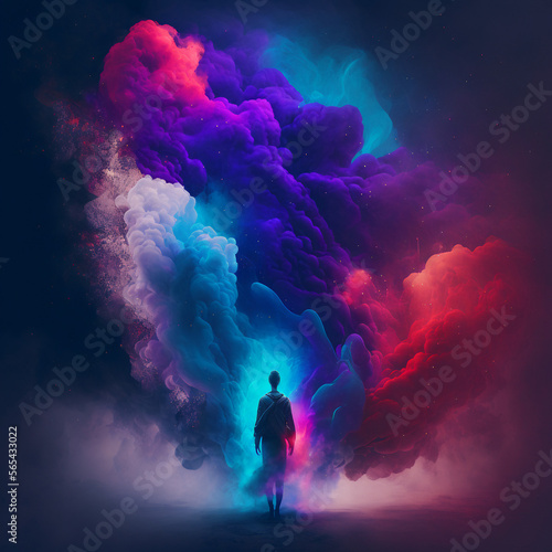 Dreams artwork, fluid colourful mixture between dream and reality.