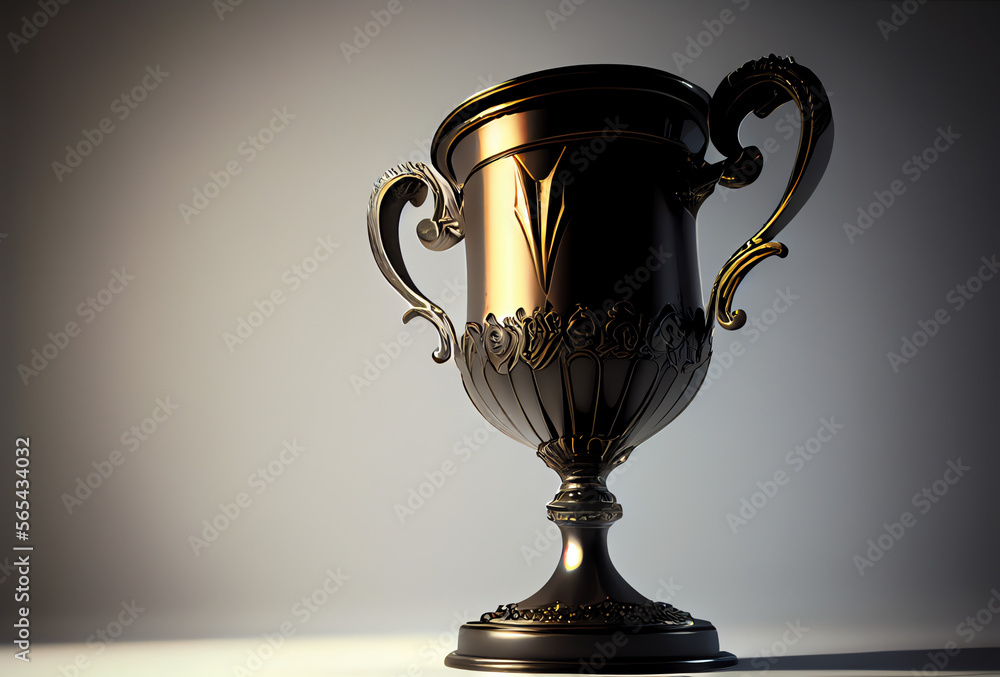ornate bronze trophy cup on white, generative ai ornate bronze trophy cup on white, generative ai