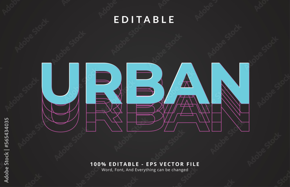 Editable text effect, Urban layered modern neon style design Editable text effect, Urban layered modern neon style design