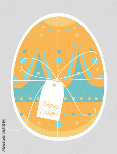 Easter greeting card. Easter egg and gift label