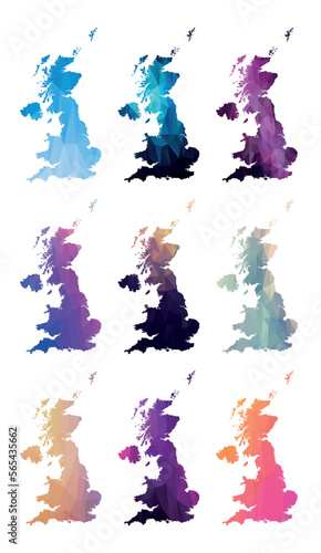 Set low poly maps of Great britain