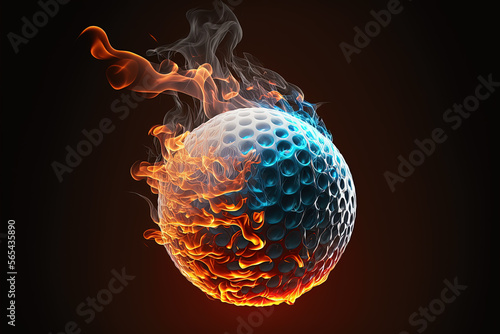 golf ball on fire, ai generated