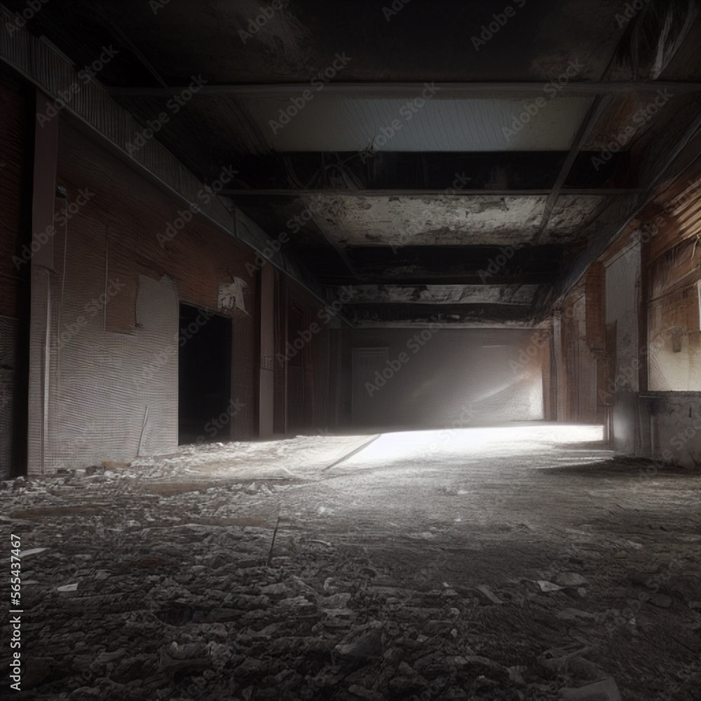 Inside a dilapidated warehouse, where darkness is the only companion Inside a dilapidated warehouse, where darkness is the only companion