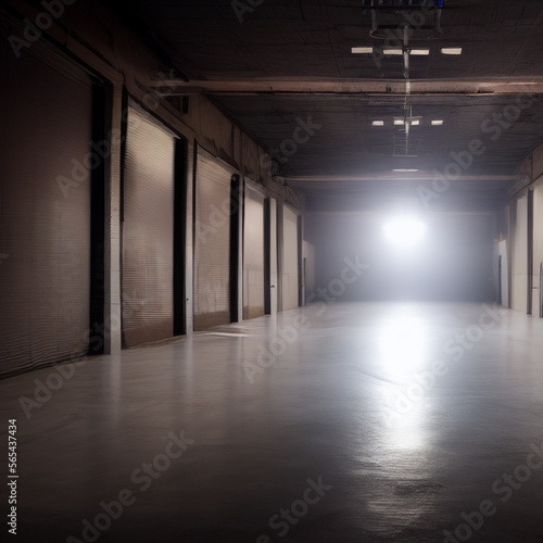 In the depths of an unused warehouse, shrouded in darkness