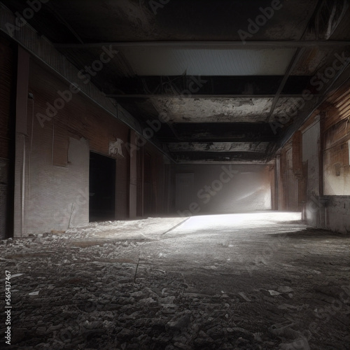 Inside a dilapidated warehouse, where darkness is the only companion