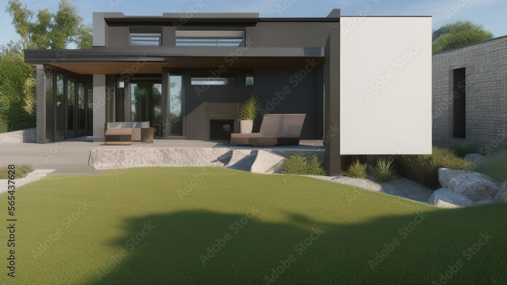 modern house in the suburbs, mansion, luxurious, in the middle of the environment, Generative AI modern house in the suburbs, mansion, luxurious, in the middle of the environment, Generative AI